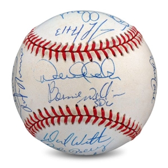 1996 World Champion New York Yankees Team-Signed Baseball With 19 Signatures Including Rookies Jeter, Pettitte & Rivera